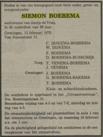 siemon boerema on 13 Feb 1976.